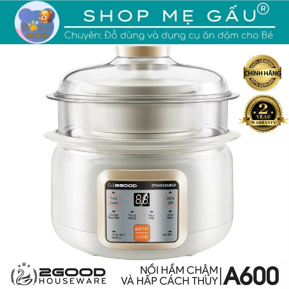 Nồi nấu cháo chậm, nồi ninh hầm 2GOOD A600 chính hãng bảo hành 24 tháng
