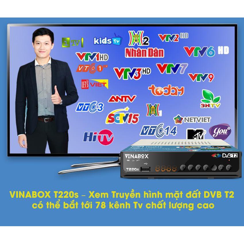 [Chính Hãng DVB-T2] Đầu truyền hình mặt đất DVB T2 – VINABOX T220s Truyền Hình Kỹ Thuật Số Mặt Đất Miễn Phí[Tặng Anten]