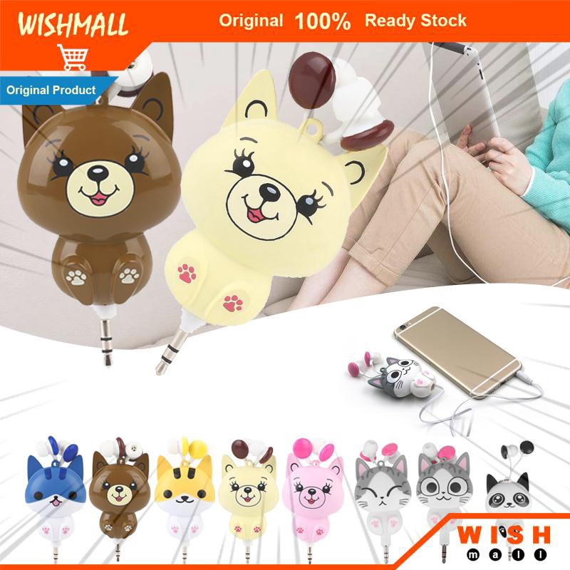 Tai nghe nhét tai 3.5mm có dây rút có in hình hoạt hình  Cbán xong