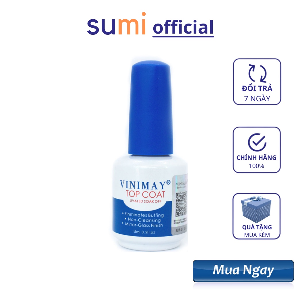 Top bóng vinimay chính hãng 15ml , top phủ bóng nail