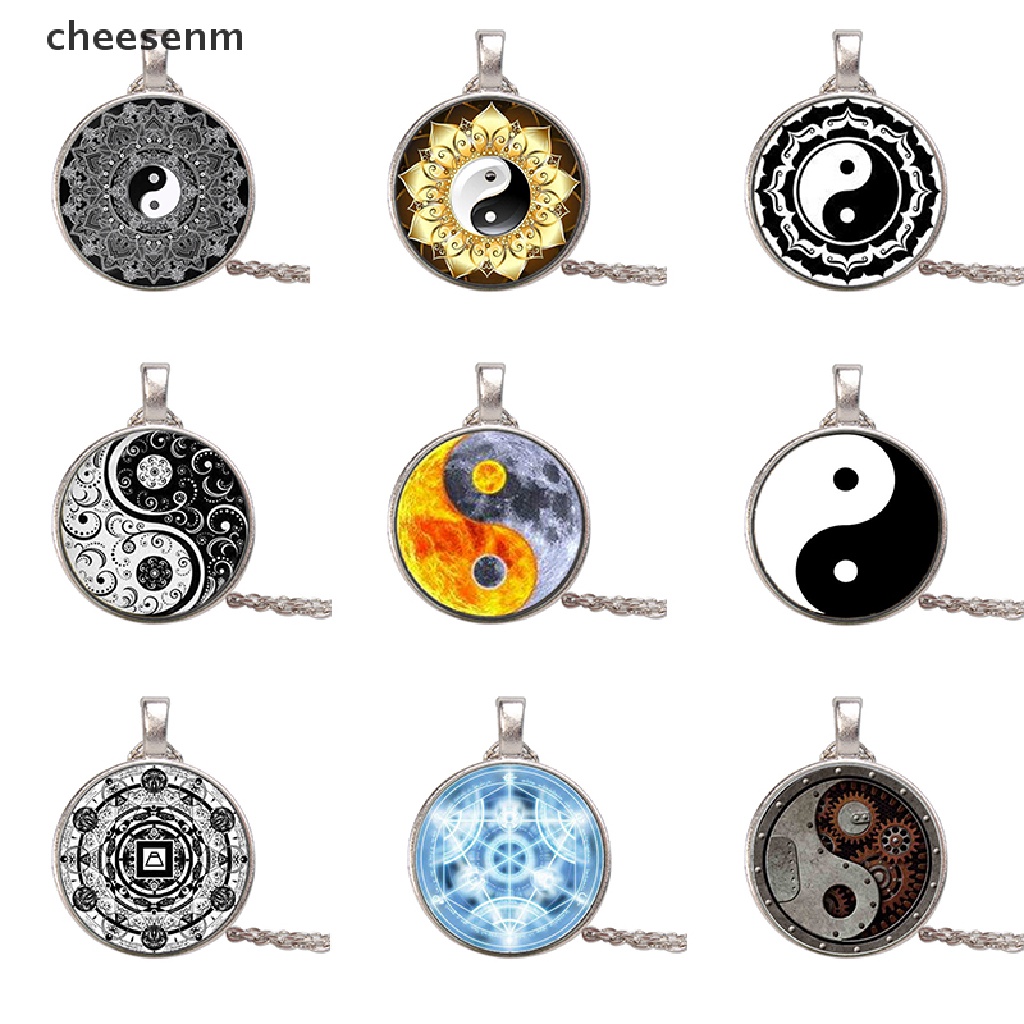Vòng cổ Mặt Kính Có Logo Âm Dương Âm Dương Phong Cách Trung Quốc