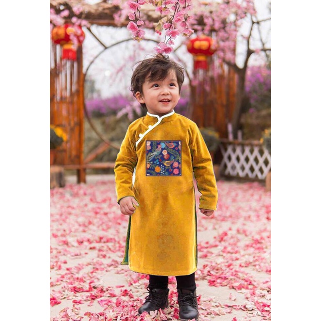 Áo dài Tết cách tân mẫu mới 2024 cho bé trai, bé gái 1 2 3 4 5 6 7 8 9 10 tuổi từ 8 -35kg