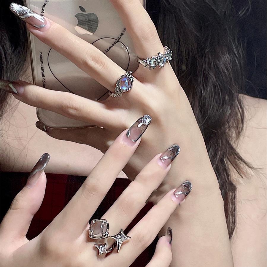 Nhẫn 17KM Y2K bạc tùy chọn kiểu dáng thời trang