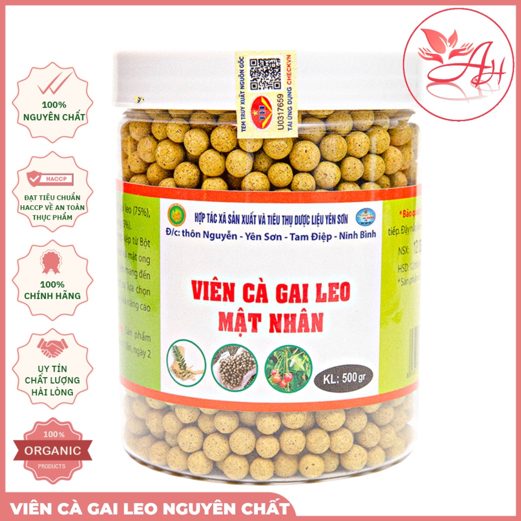 Viên Cà Gai Leo Mật Nhân 500G Đạt Tiêu Chuẩn ISO 22000:2018 An Toàn Cho Sức Khỏe Tốt Cho Gan Thanh Lọc Cơ Thể