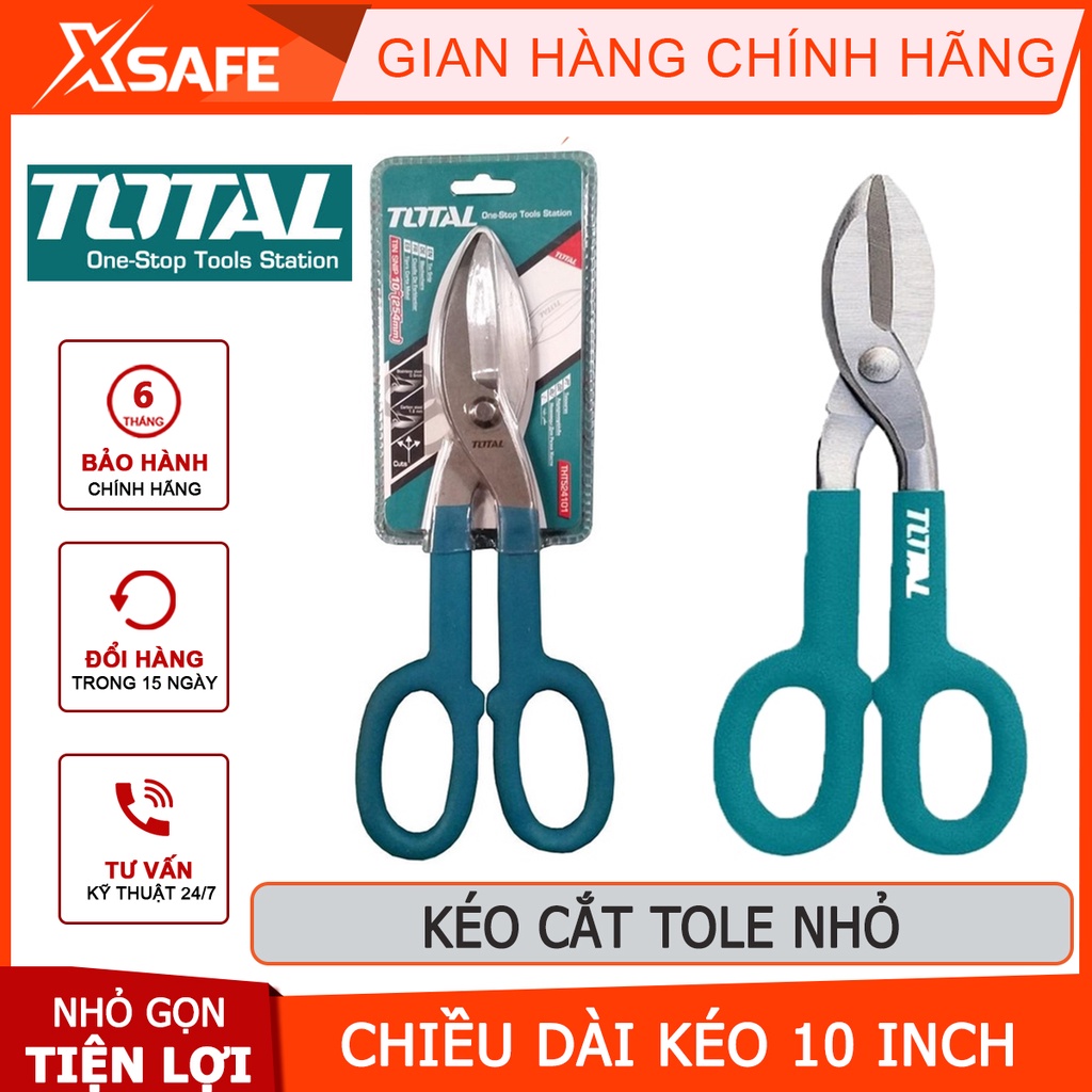 Kéo cắt tole nhỏ TOTAL THT524101 Kéo cắt tôn mỏng, kích thước 10 inch, chất liệu hợp kim thép đặc biệt bền bỉ - [XSAFE]