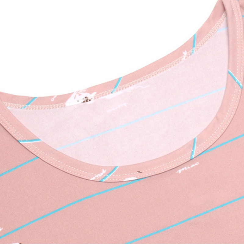 Đầm Ngủ Dáng Dài Tay Ngắn Cổ Tròn In Hình Động Vật Dễ Thương Cho Nữ