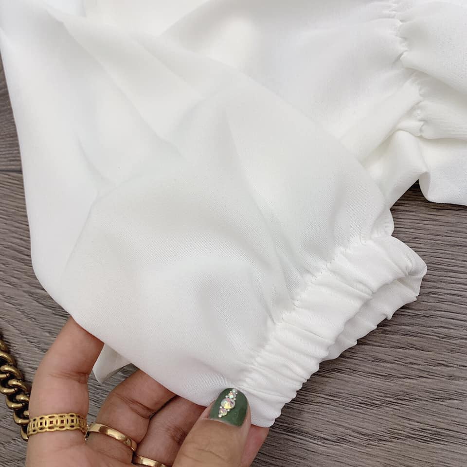 Áo rúm ngực cổ V croptop dài tay, chất đũi siêu xinh, siêu mát-giadungsieure