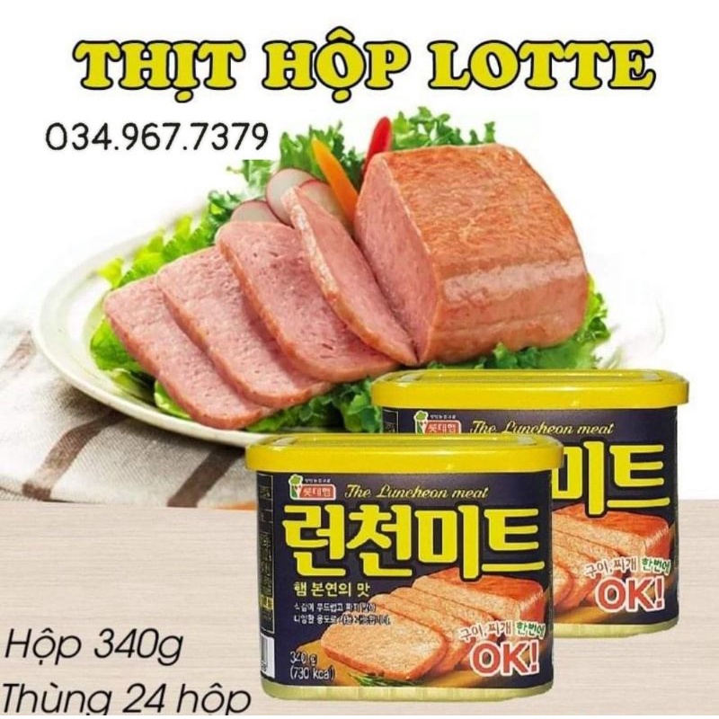Thịt hộp Hàn Quốc Lotte 340gr date