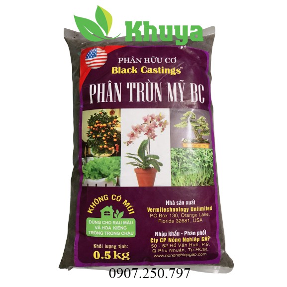 Phân bón hữu cơ Black Castings Phân trùn Mỹ BC 500gr