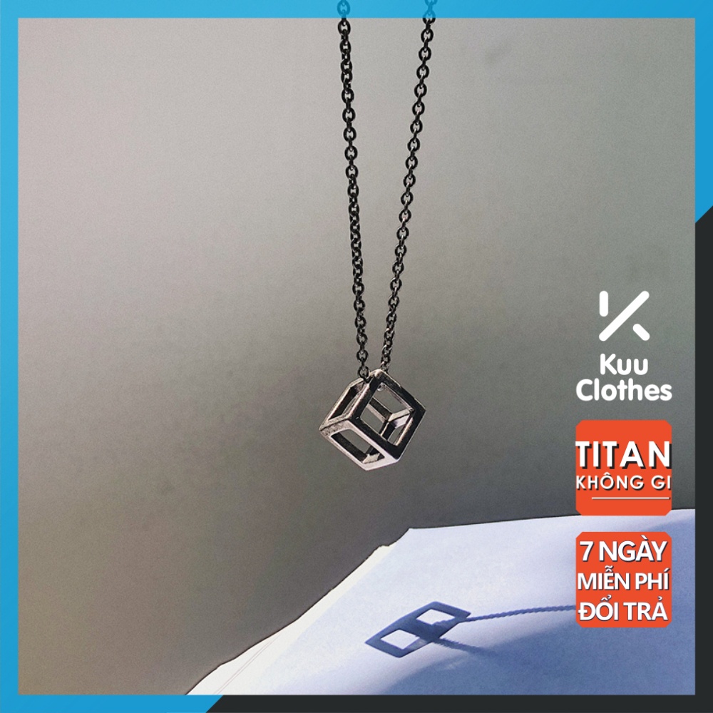 Dây Chuyền Cube Lập Phương Rỗng Kuu Clothes Màu Bạc - Mặt Vòng Cổ Cube Chain Đơn Giản Titan Không Gỉ - Cube Chain