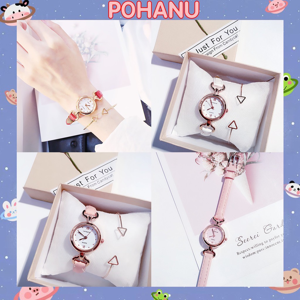 Đồng hồ Pohanu cho nữ dây da thời trang đẹp rẻ thông minh DH36