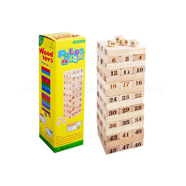 Bộ đồ chơi rút gỗ, trò chơi rút gỗ Wood Toys, game rút gỗ kèm 4 xúc xắc chất liệu cao cấp, 54 thanh - Soleil shop