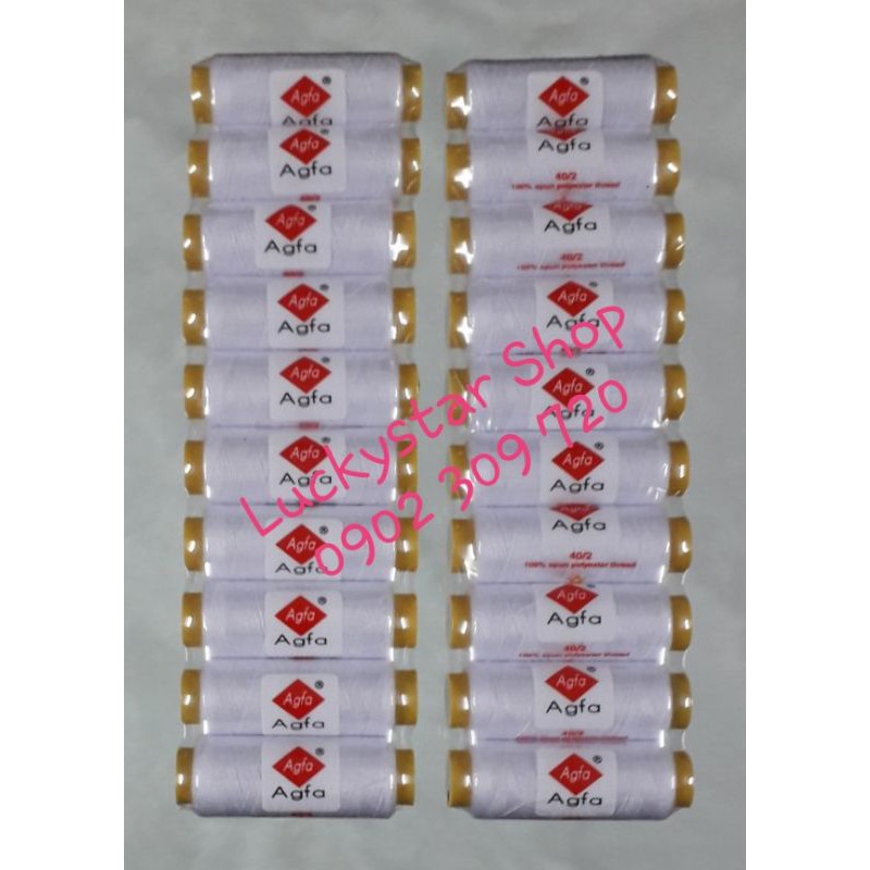 Set 10 cuộn chỉ may đồ nguyên lốc đủ màu hoặc trắng / đen