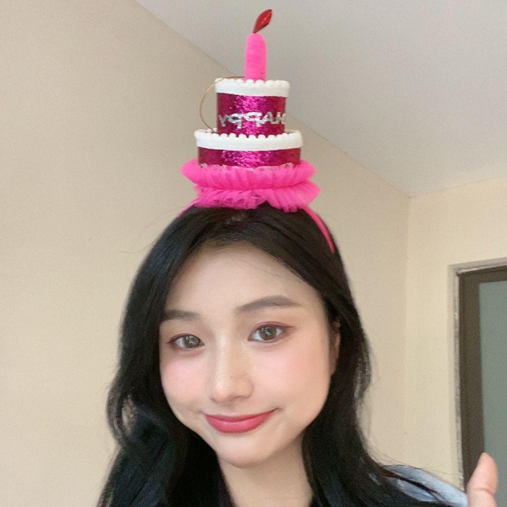 Băng Đô Cài Tóc Bằng Nhựa Hình Bánh Sinh Nhật Thời Trang Hàn Quốc