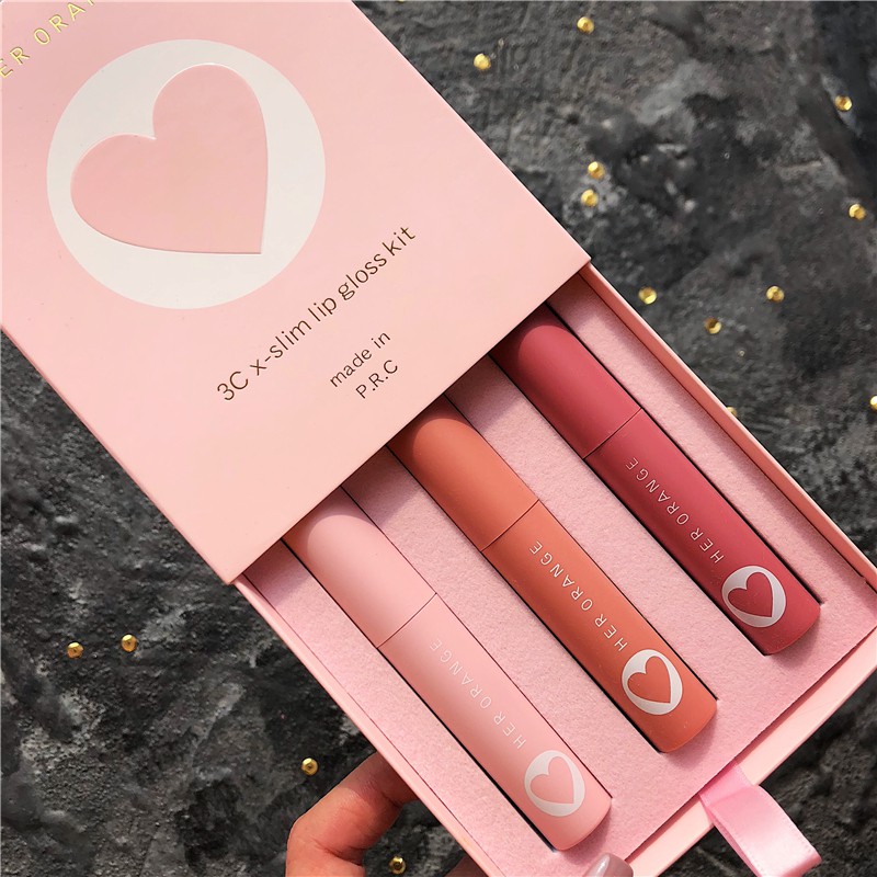 HERORANGE Velvet 3 màu Lip Glaze Set chống thấm nước | BigBuy360 - bigbuy360.vn