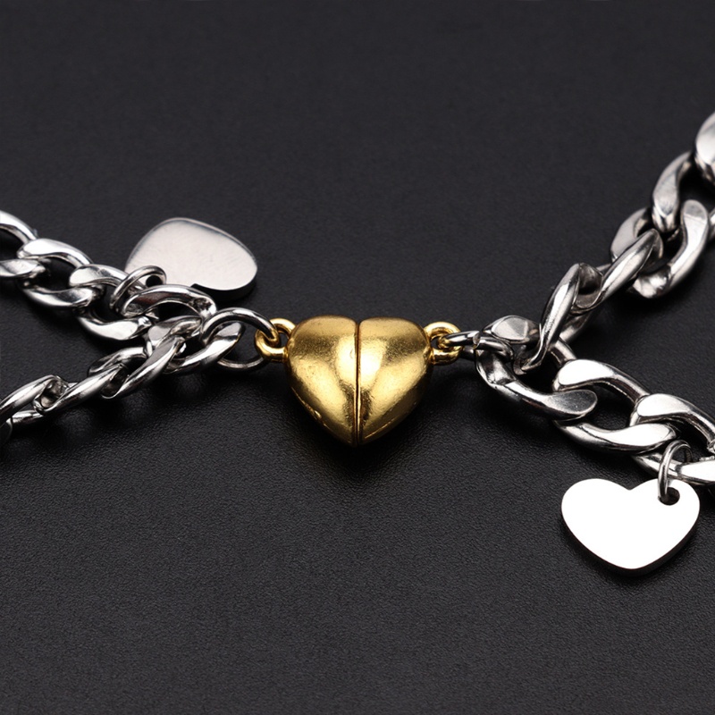 Vòng Tay Nam Châm Bằng Thép Titan Không Gỉ Hình Trái Tim Cho Cặp Đôi