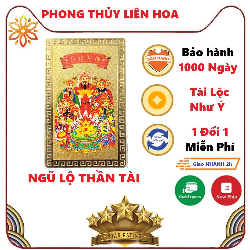 Kim Bài Ngũ Lộ Thần Tài - Phù Ngũ Lộ Thần Tài khai vận mở cung Tài Lộc - PHONG THỦY LIÊN HOA | BigBuy360 - bigbuy360.vn