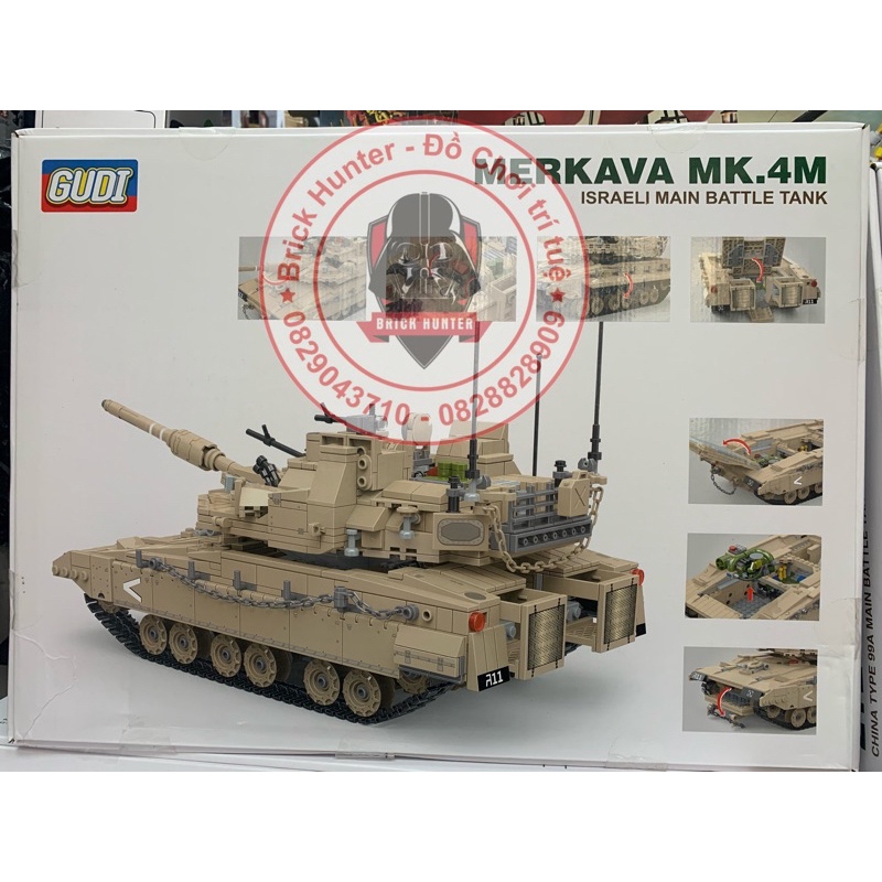 Xếp Hình Army Modern War Gudi 6109 mô hình lắp ráp Xe Tank Merkava Mk4M của Israel