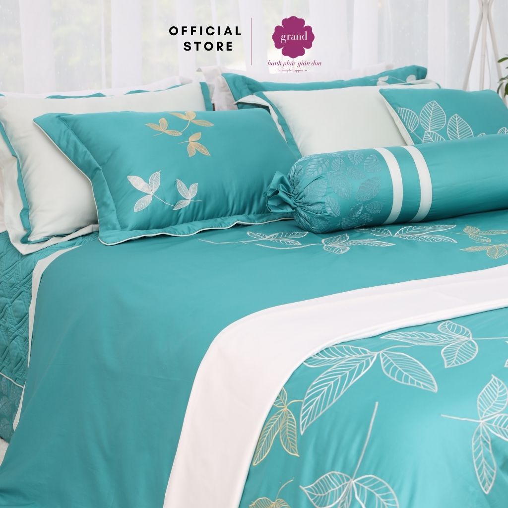 Vỏ gối ôm 100% cotton lụa sateen, tơ thiên nhiên by GRAND, kích thước 33x100, hoa văn in trơn không thêu, nổi bật.