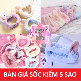 [MỚI] Băng đô tai mèo 3d nhung cao cấp mềm mượt dùng cài tóc rửa mặt skincare dễ thương Hàn Quốc vải dày đẹp