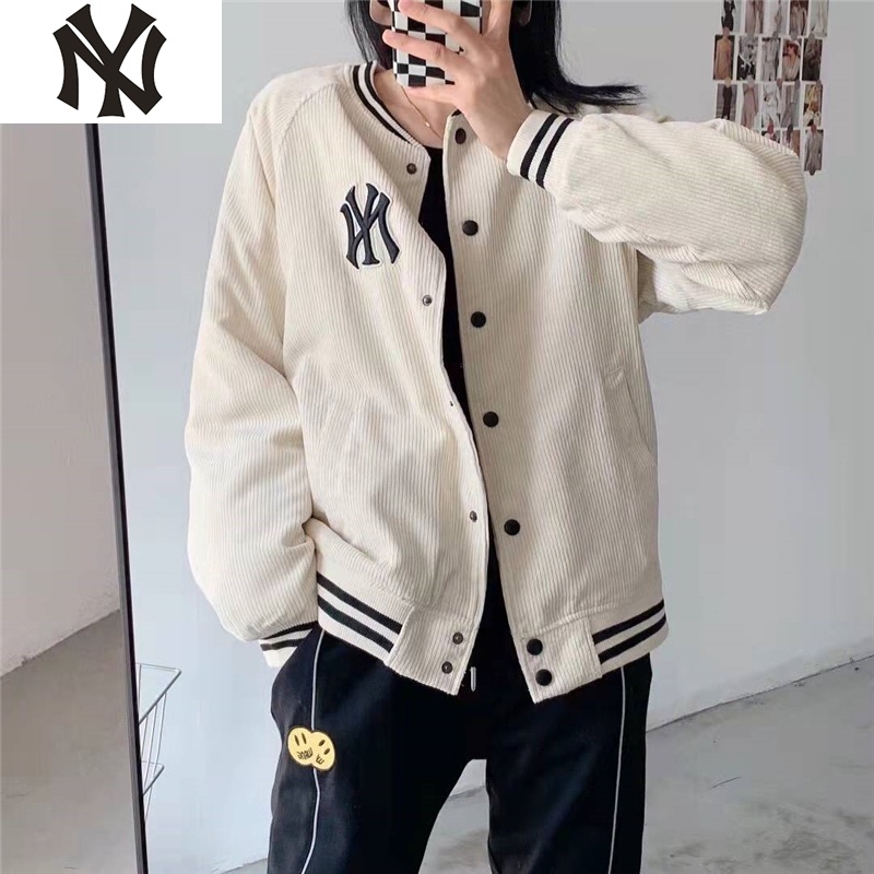 Áo Khoác Bóng Chày Mlb Yankees 100% Vải Nhung Dáng Rộng Dễ Phối Đồ Cho Cặp Đôi