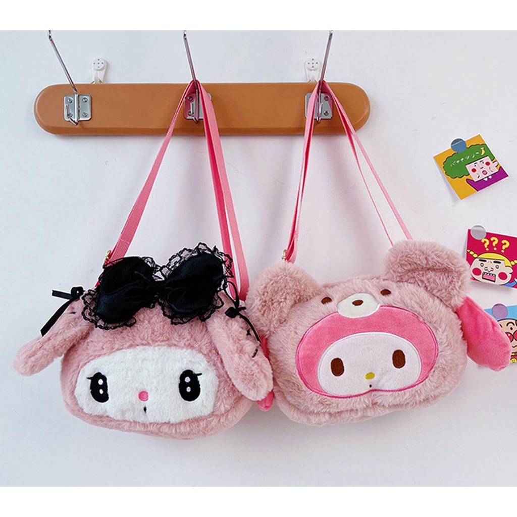 Túi Đeo Chéo Hình Kuromi Cinnamoroll Nhồi Bông Đáng Yêu Cho Bé