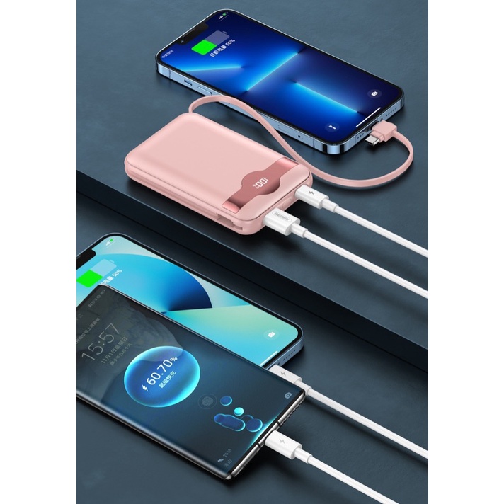 CHÍNH HÃNG  Remax RPP-280 Sạc dự phòng dung lượng 10.000mAh kèm dây sạc ip type c usb sạc nhanh 22.5W nhỏ gọn