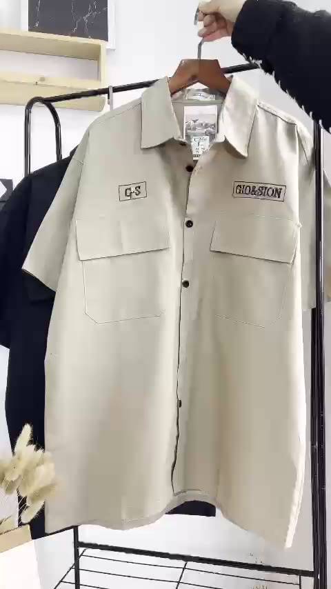 [SM010] Áo Sơ Mi Tay Lỡ Form Rộng Thêu GIO&SION Unisex Cho Cả Nam Và Nữ Vải Kaki Cotton Hàn Đẹp Và Thoáng Mát | BigBuy360 - bigbuy360.vn