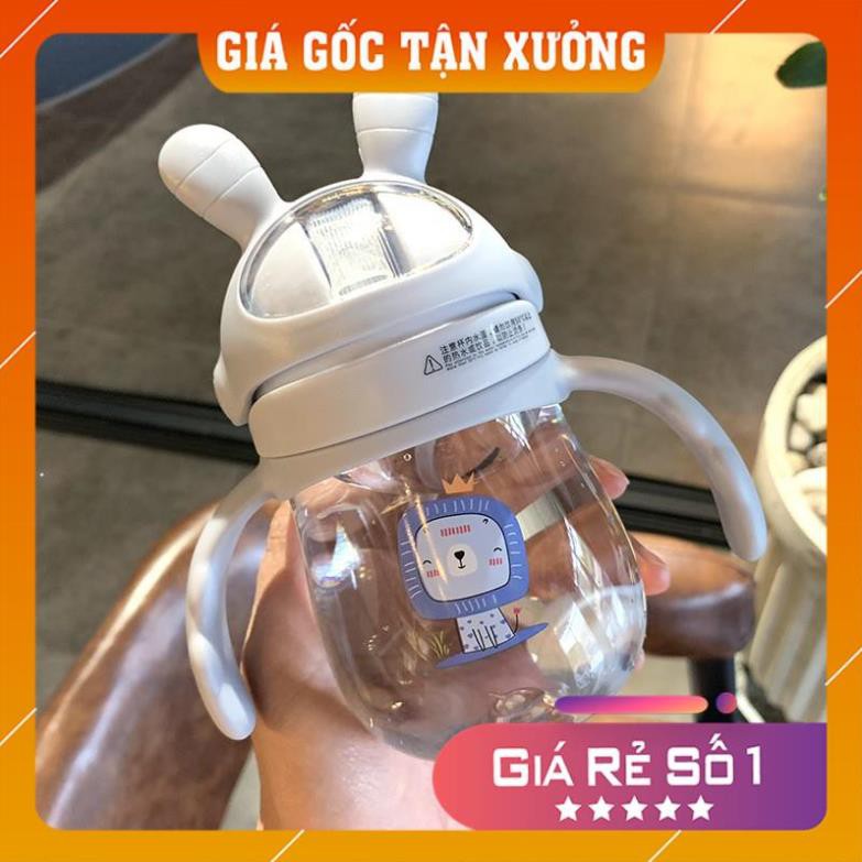 Bình Tập Uống Cho Bé FREESHIP Bình Chống Sặc Cho Bé Diller Chất Liệu Tritan An Toàn Tai Thỏ 260ML Có Tay Cầm