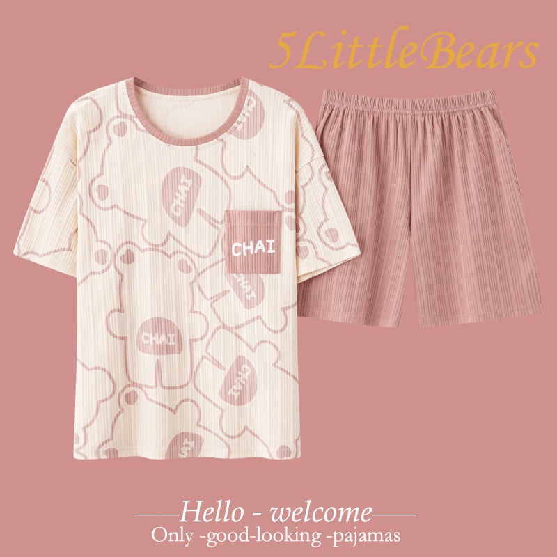 Bộ Đồ Ngủ Cotton Mỏng In Họa Tiết Phong Cách Mới Dành Cho Nữ