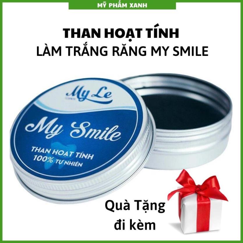 Tẩy trắng răng bột trắng răng than hoạt tính My Smile 50gr bột đánh răng từ than tre hoạt tính
