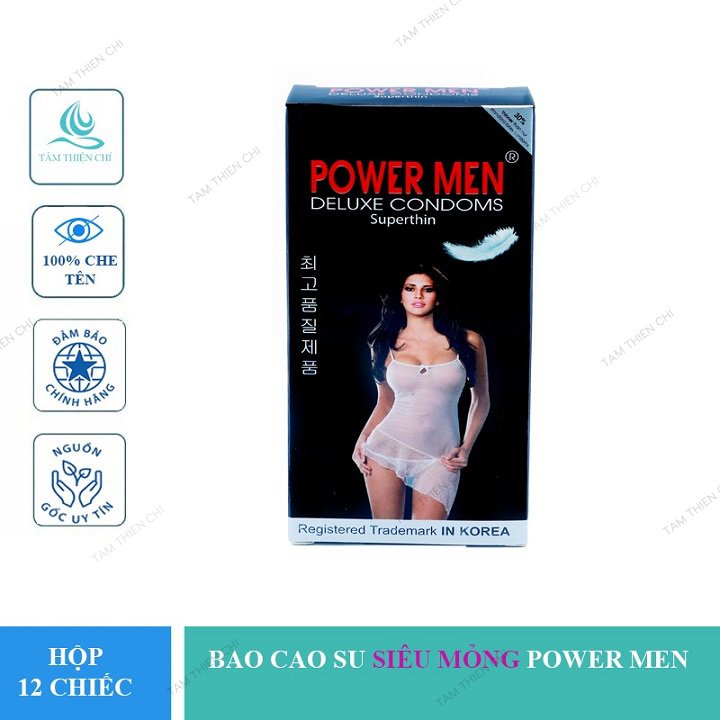 Hộp 12 chiếc Bao cao su POWERMEN Siêu mỏng mượt mà TTC