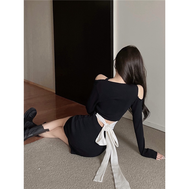 DUNEA Đầm Body Dệt Kim Thiết Kế Hở Lưng Quyến Rũ Cho Nữ 3.8