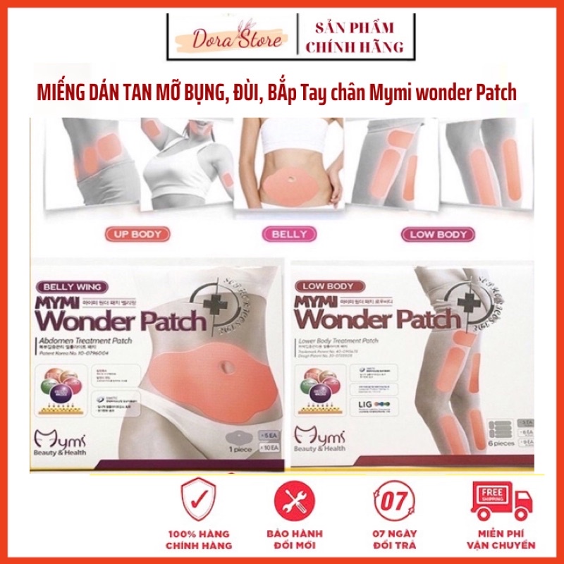 MIẾNG DÁN TAN MỠ BỤNG, ĐÙI, BẮp Tay chân Mymi wonder Patch 1 hộp 5 miếng dán đánh tan mỡ thừa Hàn Quốc- Dorastore