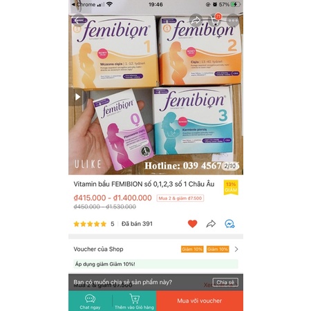 Femibion 3 (4 tuần) chính hãng, đủ bill mua hàng