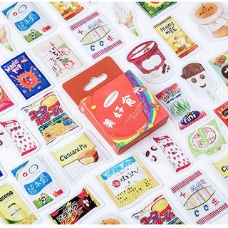 Hộp 46 miếng sticker mẫu các loại đồ ăn vặt snack