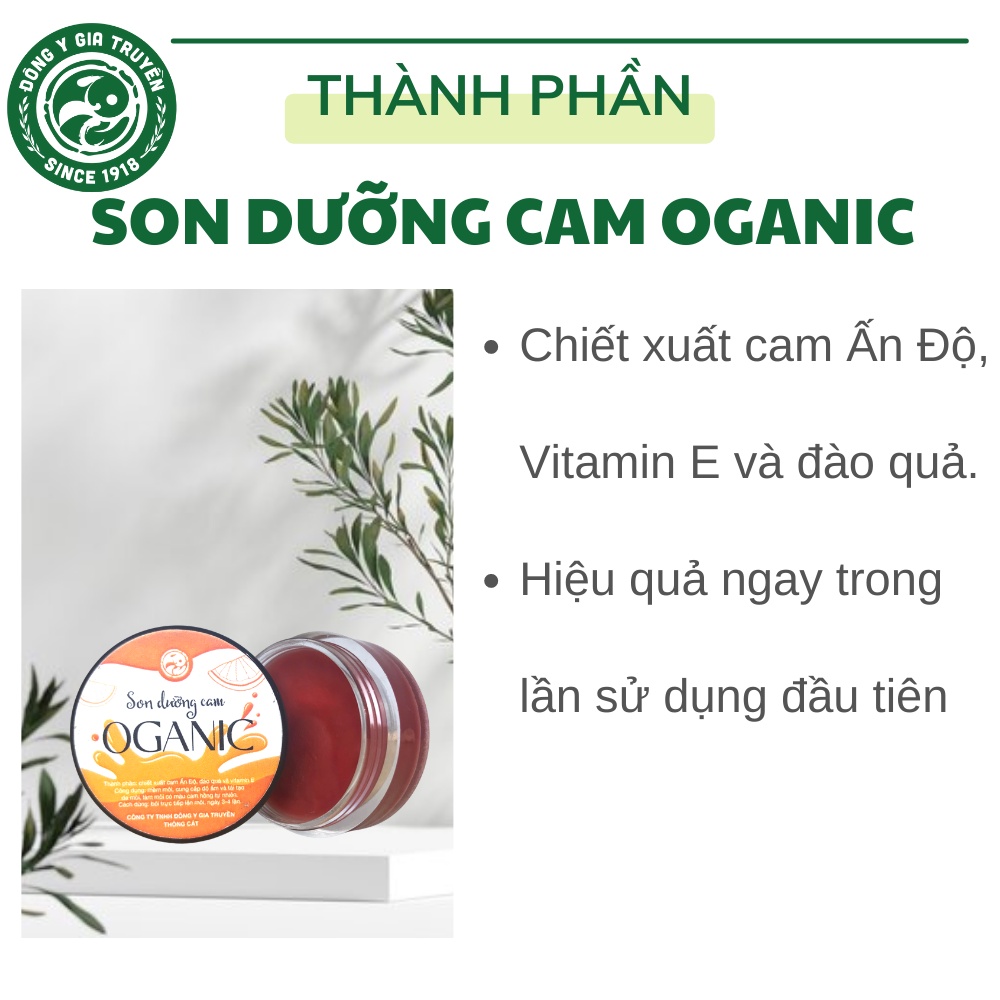 Son Dưỡng Cam Oganic THÔNG CÁT Son dưỡng môi giúp mềm môi,  cung cấp độ ẩm, tái tạo da môi làm môi luôn mềm mọng