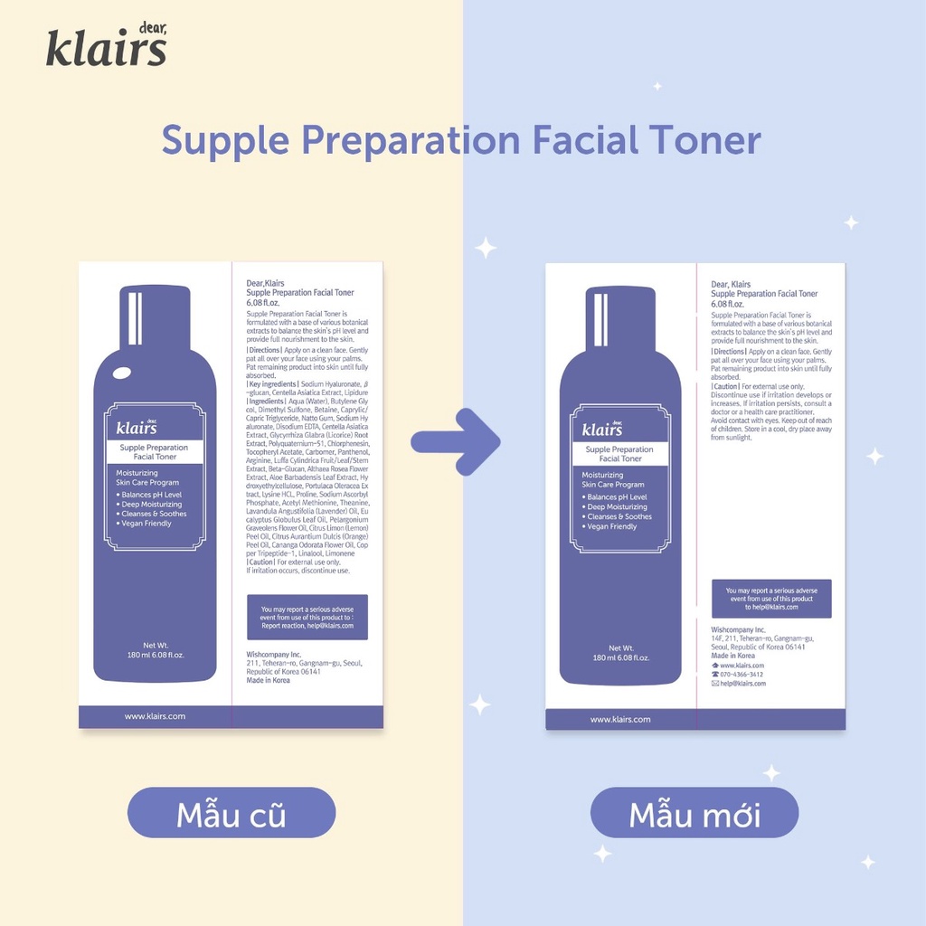Nước Hoa Hồng Dành Cho Da Nhạy Cảm Klairs Supple Preparation Facial Toner 180ml Hasaki Sản phẩm chính hãng