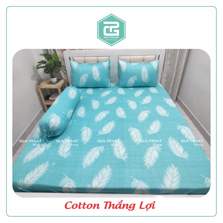 Bộ ga gối Thắng lợi cotton 100% chuẩn logo mẫu lông vũ