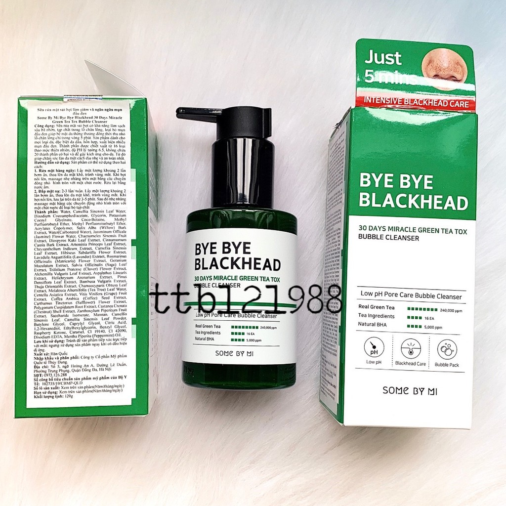 Sữa Rửa Mặt Sủi Bọt Some By Mi Bye Bye Blackhead 30 Days Miracle Green Tea Tox Bubble Cleanser | BigBuy360 - bigbuy360.vn