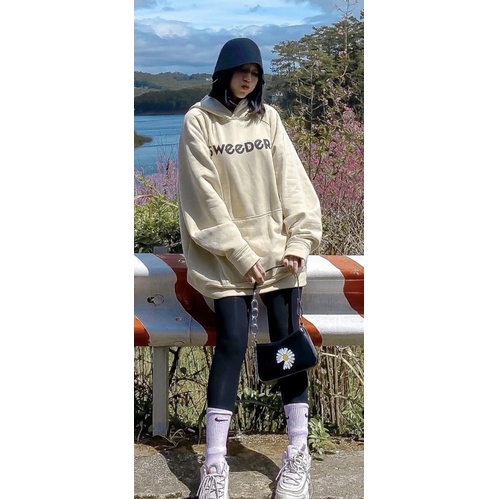 Áo Khoác Hoodie Form Rộng Phối chữ in cao su nổi WED Vải Nỉ Bông - 84unisex