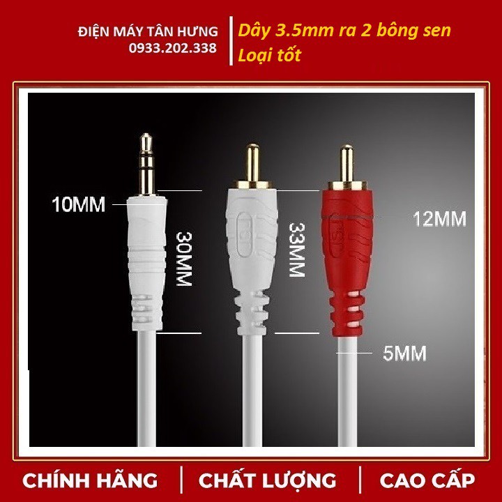 Dây cáp loa 1 ra 2 (dây AV 3,5mm ra 2 đầu bông sen)