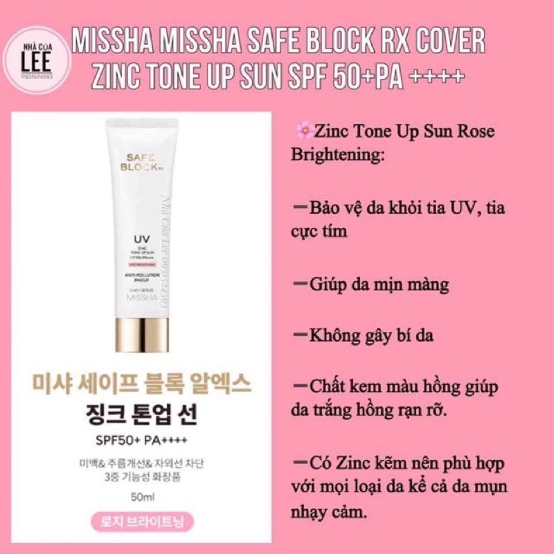 [SAMPLE] Gói Kem Chống Nắng Missha Safe Block RX All Powerful Sun &amp; Zinc Tone UpSun