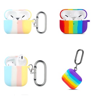 Vỏ bảo vệ tai nghe bằng silicon mềm cầu vồng nhỏ gọn có móc thích hợp cho Airpods Pro 1/2
