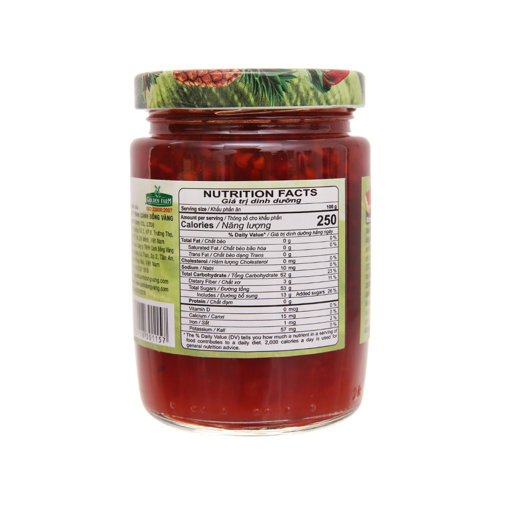 Mứt phúc bồn tử Preserves Golden Farm (210g)