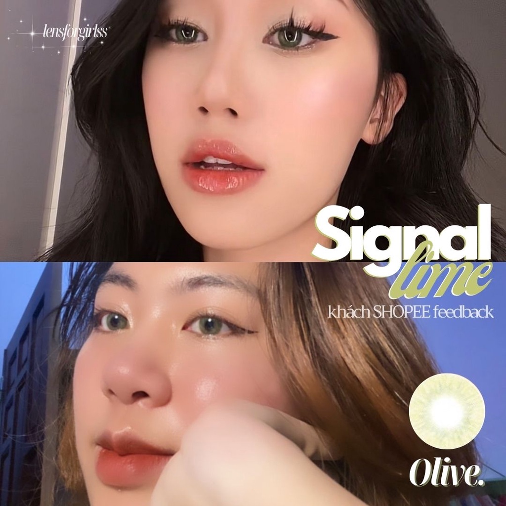 Kính áp tròng rêu ánh vàng SIGNAL LIME - Made in Korea | HSD 3-6 tháng | Lens cận