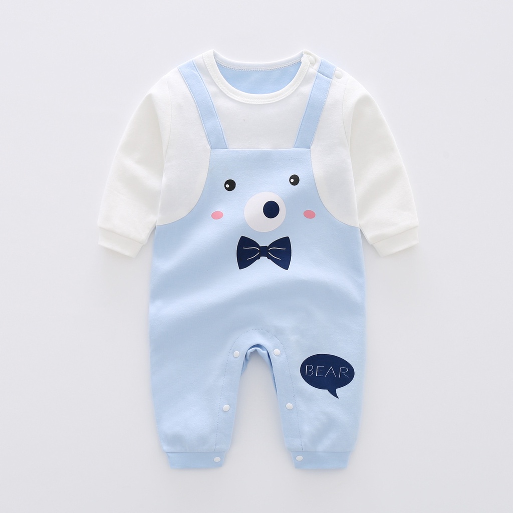 Bộ đồ ngủ liền thân tay dài chất liệu Cotton in họa tiết hoạt hình thời trang cho bé