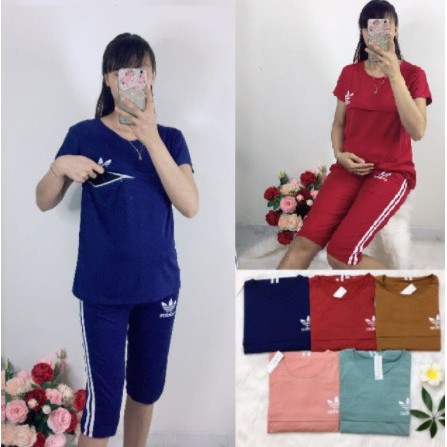 THANH LÝ_Bộ đồ bầu chất cotton dáng thể thao trẻ trung năng động mặc bầu và sau sinh BL851