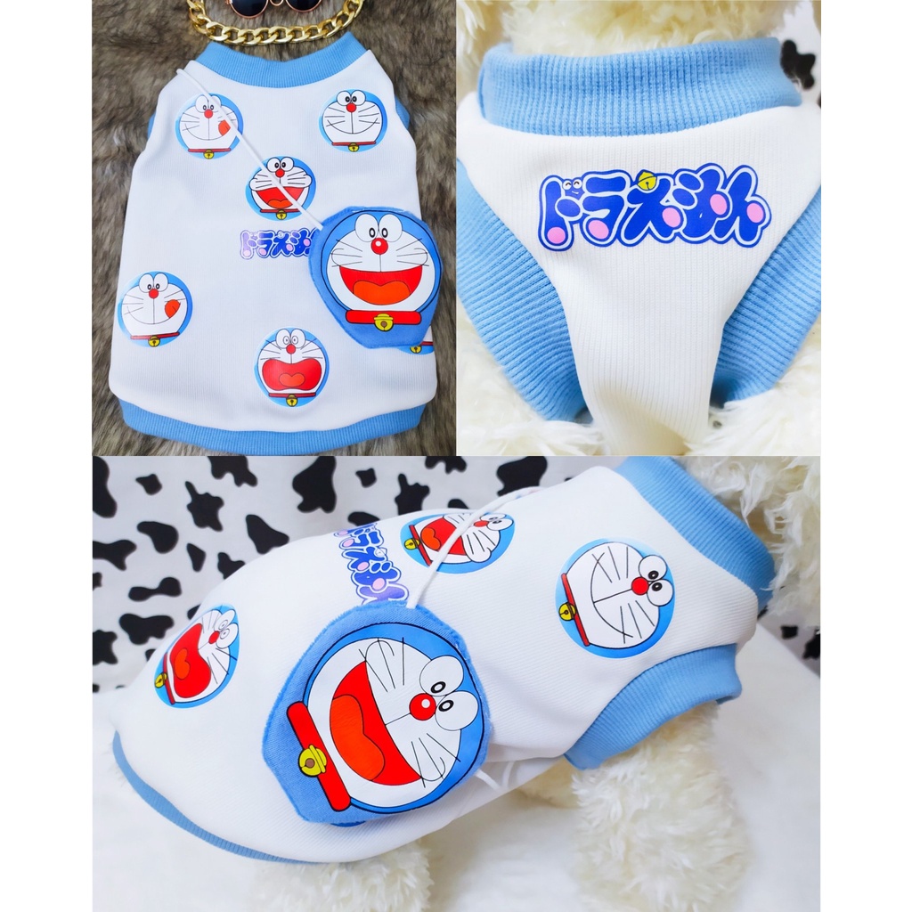 Áo phông in hình đáng yêu cho chó mèo/ Áo Doraemon cho chó mèo