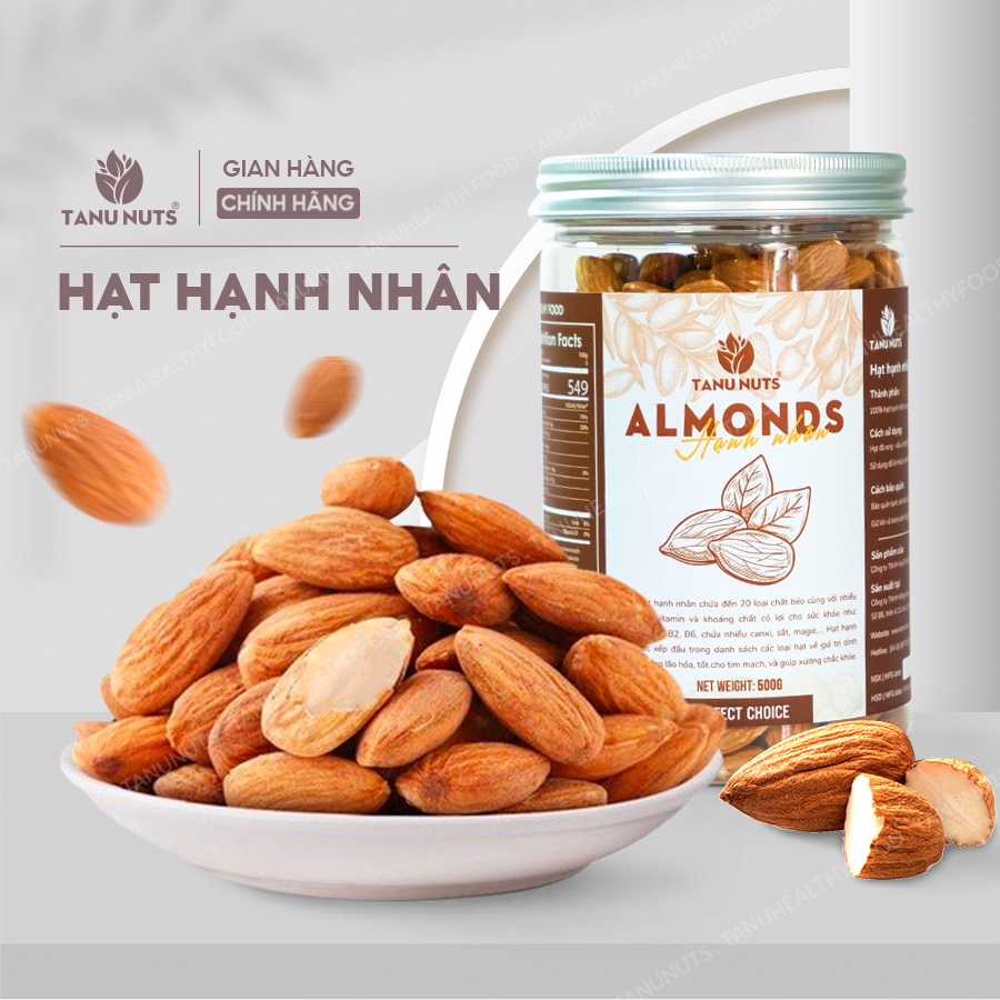 Hạt hạnh nhân sấy chín TANU NUTS ngũ cốc dinh dưỡng cho bà bầu, người ăn kiêng, giảm cân